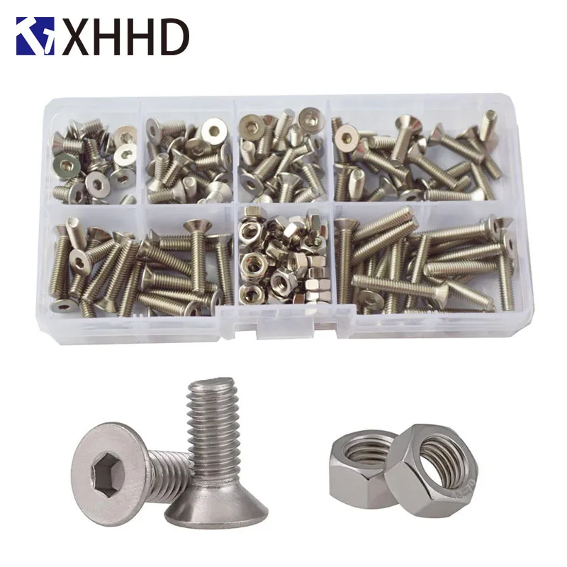 Hex Flat Socket Head Cap Screw Metric Thread Countersunk Hexagon Allen Bolt Nut Set Assortment Kit Box 304 Stainless Steel M4
Hex Flat Socket Head Cap Screw Metric Thread Countersunk Hexagon Allen Bolt Nut Set Assortment Kit Box 304 Stainless Steel M4