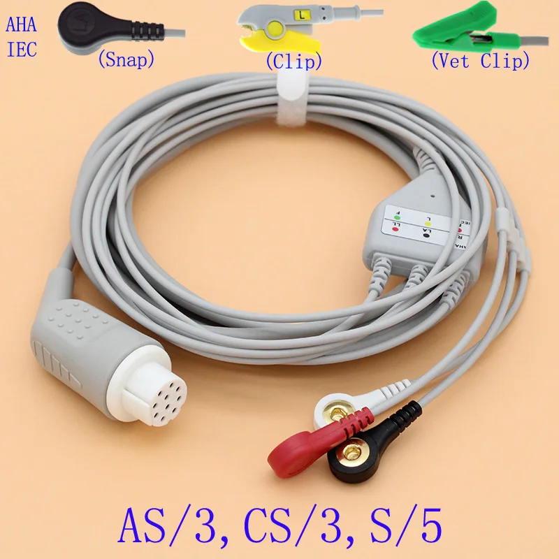 10P ECG EKG 3 leads cable and electrode leadwire for Datex AS/3 CS/3 S/5 monitor,AHA OR IEC Snap/Clip/Vet clip ECG accessories
10P ECG EKG 3 leads cable and electrode leadwire for Datex AS/3 CS/3 S/5 monitor,AHA OR IEC Snap/Clip/Vet clip ECG accessories