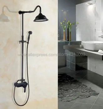 Black Oil Rubbed Bronze Bathroom Shower Faucet Set Single Handle 8" Rainfall Shower Head with Handshower Khg653
Black Oil Rubbed Bronze Bathroom Shower Faucet Set Single Handle 8" Rainfall Shower Head with Handshower Khg653