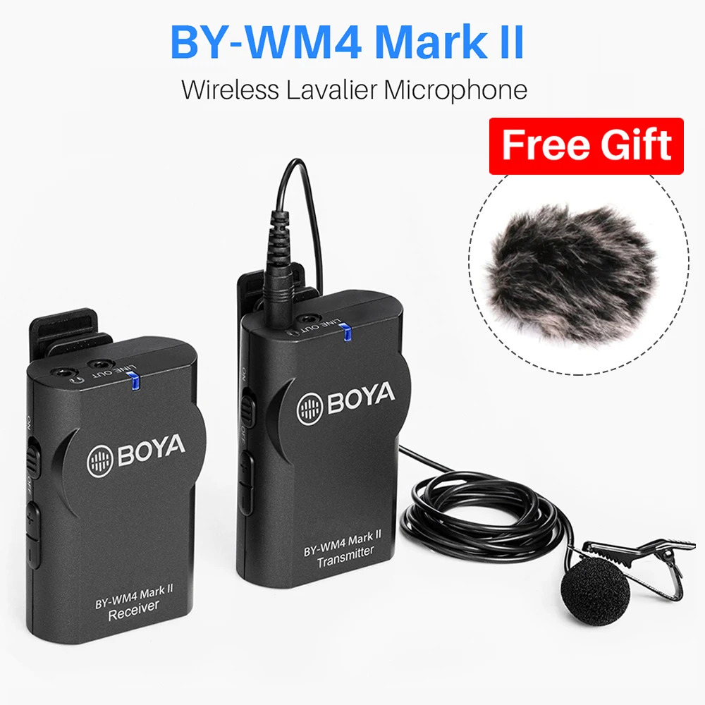 Boya BY-WM4 Mark II Wireless Microphone System Condenser Lavalier Lapel Interview Microphone for iPhone Canon Nikon DSLR Camera
Boya BY-WM4 Mark II Wireless Microphone System Condenser Lavalier Lapel Interview Microphone for iPhone Canon Nikon DSLR Camera