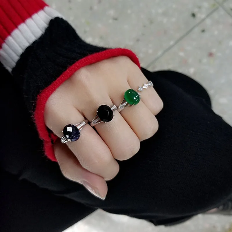 Real Pure Silver S925 Black/Glitter Blue Green Gem Stone Vintage Ring 925 Sterling Silver Agate Onyx Chalcedony Diamond CZ Rings
Real Pure Silver S925 Black/Glitter Blue Green Gem Stone Vintage Ring 925 Sterling Silver Agate Onyx Chalcedony Diamond CZ Rings