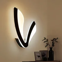 Abajur New Quadri Moderni V Word Ledfor Wall Lamp Bedroom 12w Sconce White/black Lampshade Indoor Lighting Ac100-265v Led Light image