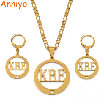 Anniyo Name KBE Necklace Earrings Jewelry sets for Woman's Gold Color Jewellery Gift #036221
Anniyo Name KBE Necklace Earrings Jewelry sets for Woman's Gold Color Jewellery Gift #036221