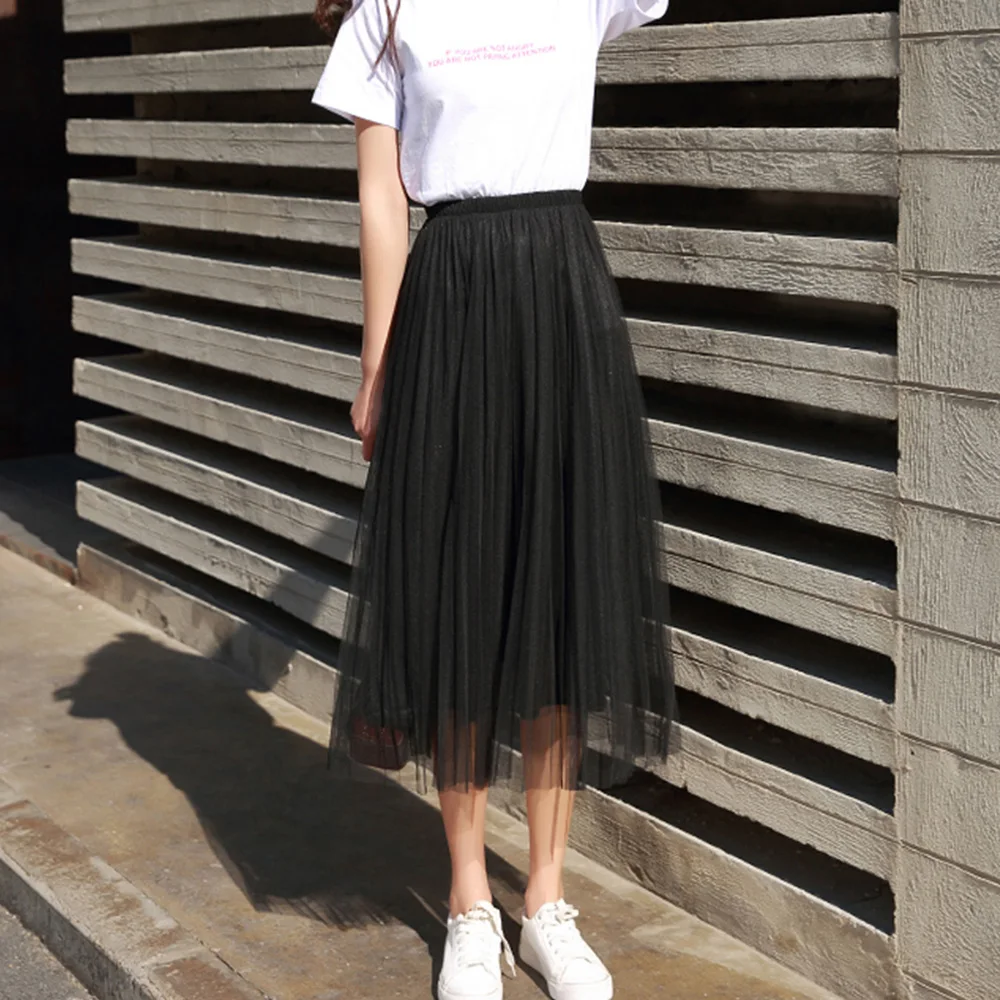 Lace Skirts 2019 Spring Summer High Waist Elastic Mid-calf Length Voile Jupe Femme Saias Midi Faldas Mujer Ladies Pleated Skirt
Lace Skirts 2019 Spring Summer High Waist Elastic Mid-calf Length Voile Jupe Femme Saias Midi Faldas Mujer Ladies Pleated Skirt