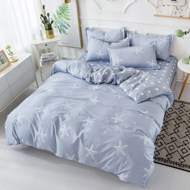 Solstice Home Textile Blue Gray Duvet Cover Pillowcase Sheet