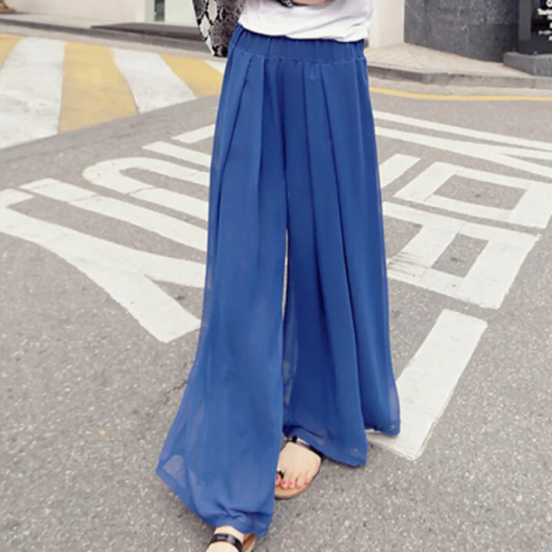 Women Divided Skirts Pants Elastic Waist Loose Trousers Women Summer Chiffon Flare Women Pants Wide Leg Pant Casual Pants
Women Divided Skirts Pants Elastic Waist Loose Trousers Women Summer Chiffon Flare Women Pants Wide Leg Pant Casual Pants