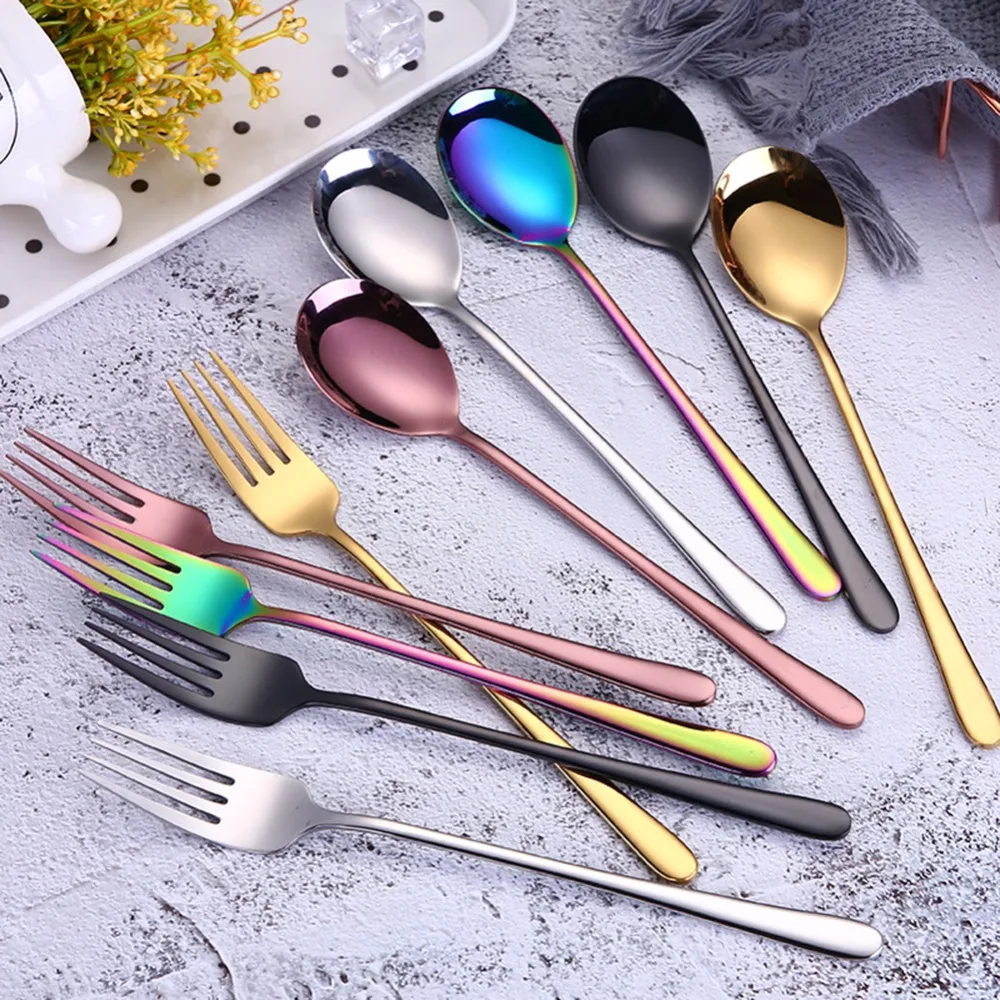 5 Colors Stainless Steel Spoons Forks With Long Handle Ice Cream Coffee Tea Spoons Noodles Spaghetti Fork Home Kitchen Tableware
5 Colors Stainless Steel Spoons Forks With Long Handle Ice Cream Coffee Tea Spoons Noodles Spaghetti Fork Home Kitchen Tableware
