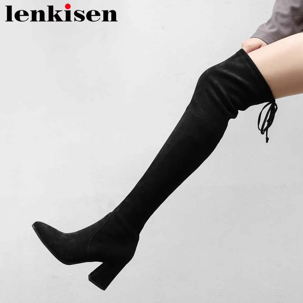 Lenkisen 2018 recommend solid almond shaped toe high thick heels bowtie slender slip on plus size stretch thigh high boots L07
Lenkisen 2018 recommend solid almond shaped toe high thick heels bowtie slender slip on plus size stretch thigh high boots L07