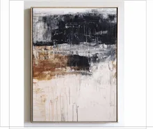 Pintado a mano gris bosque gris Gel capa lona con embellecimiento de hoja de oro pintura abstracta cuchillo(China)