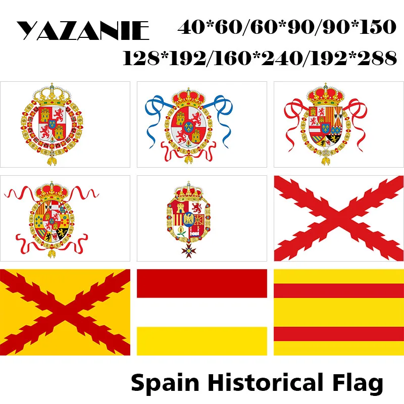 

YAZANIE large Double Sided Spanish Empire 1760 1701 Coast Flag 1700-1771 Naval Ensign Cross of Burgundy Spain Flags and Banners