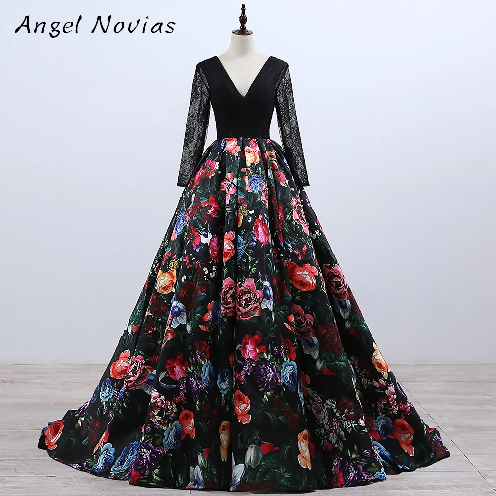 Long Sleeve Ball Gown Floral Print Celebrity Dresses 2018 Corset Back V Neck Formal Evening Gown Angel Novias
Long Sleeve Ball Gown Floral Print Celebrity Dresses 2018 Corset Back V Neck Formal Evening Gown Angel Novias
