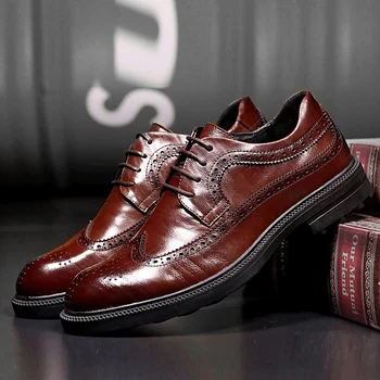 New Arrivals Men Business Dress Shoes Genuine Leather Brock Retro Gentleman Shoes Formal Carved Bullock Shoes Men Dress Shoes 
New Arrivals Men Business Dress Shoes Genuine Leather Brock Retro Gentleman Shoes Formal Carved Bullock Shoes Men Dress Shoes