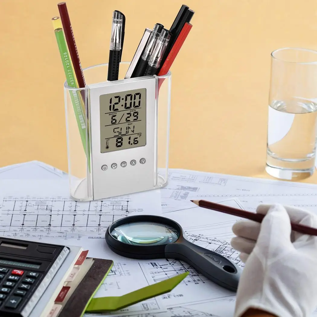 Multi-function Transparent Electronic Calendar Office Pen Holder Container Modern
Multi-function Transparent Electronic Calendar Office Pen Holder Container Modern