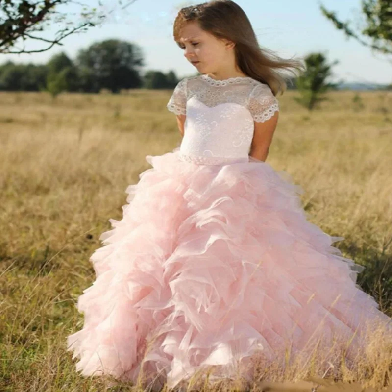 Pink Flower Girl Dresses Kids Pageant Lace embroidered Layering Gown For Girls For Weddings First Communion Dresses
Pink Flower Girl Dresses Kids Pageant Lace embroidered Layering Gown For Girls For Weddings First Communion Dresses