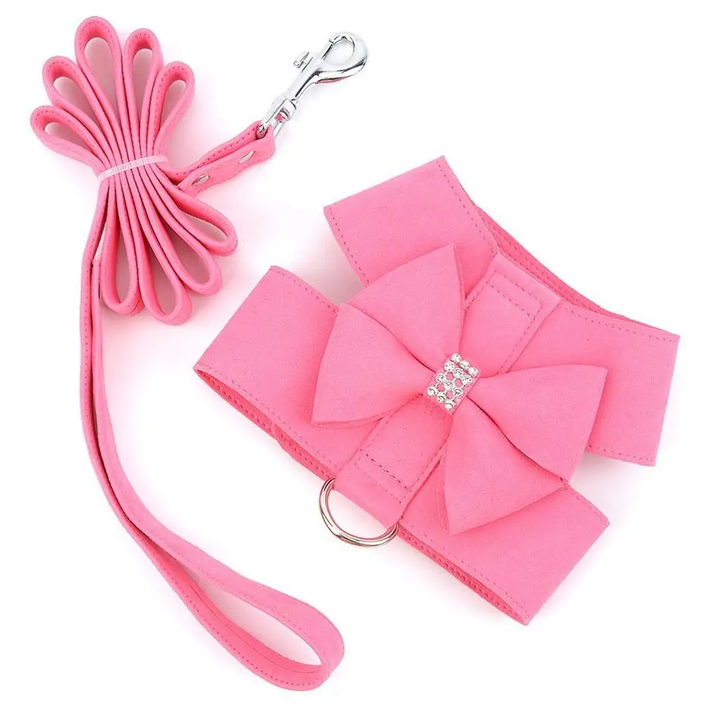 Bling Rhinestone Dog Harness Bowknot Soft Suede Leather for Small Pet Puppy Doggie Cat Girls Vest Collar Leash Set Adjustable
Bling Rhinestone Dog Harness Bowknot Soft Suede Leather for Small Pet Puppy Doggie Cat Girls Vest Collar Leash Set Adjustable