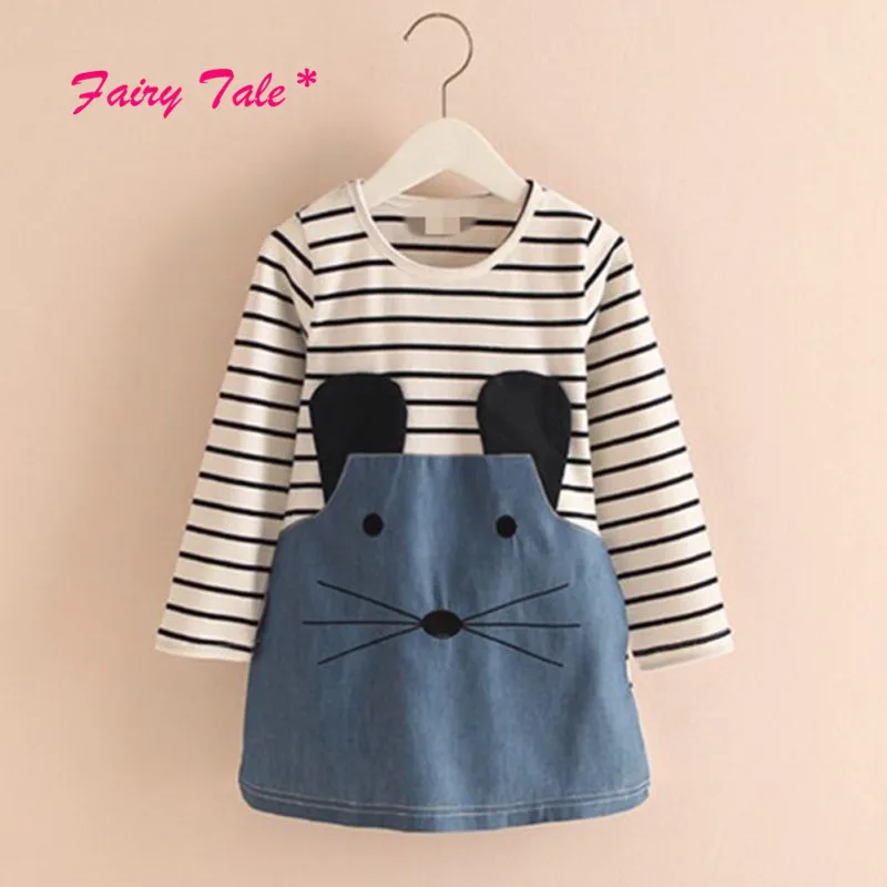 Baby Dress Girls New Children Clothing Striped Patchwork Character Baby Girls Dress Denim Long Sleeve Girls Dress 2-7Y
Baby Dress Girls New Children Clothing Striped Patchwork Character Baby Girls Dress Denim Long Sleeve Girls Dress 2-7Y