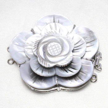 Brass Box Clasp Korean Black Shell Flower Silver-color natural Mother of Pearl Jewelry Clasp 53x48x11mm Sold By PC
Brass Box Clasp Korean Black Shell Flower Silver-color natural Mother of Pearl Jewelry Clasp 53x48x11mm Sold By PC