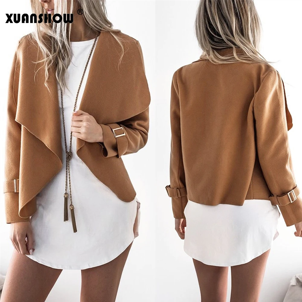 XUANSHOW Autumn/Winter Coat Women Turn-Down Collar Slim Wool Blend Coat Solid Female Open Stitch Outwear Elegant Lady's Jackets
XUANSHOW Autumn/Winter Coat Women Turn-Down Collar Slim Wool Blend Coat Solid Female Open Stitch Outwear Elegant Lady's Jackets