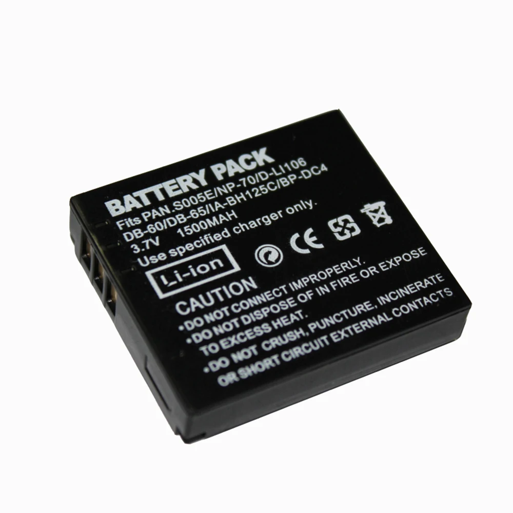 

1500mAh DMW-BCC12 CGA-S005E DB60 NP70 Rechargeable Camera Battery For Panasonic Lumix DMC-FX180 DMC-LX1 DMC-LX2 LX3 FS1 FS2 FX01