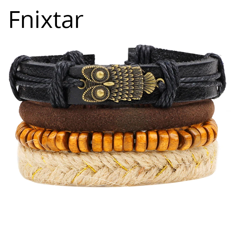 Fnixtar Punk Style New Fashion Owl Leather Bracelet Men Multilayer Bead Bracelet for Women Men Handmade Wristband Rope Jewelry
Fnixtar Punk Style New Fashion Owl Leather Bracelet Men Multilayer Bead Bracelet for Women Men Handmade Wristband Rope Jewelry
