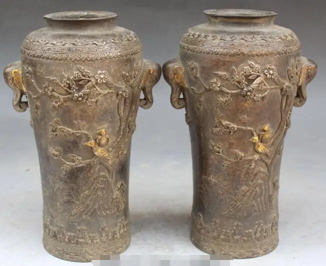 S2006 Chinese Dynasty Palace Bronze Silver Gilt Elephant Flower Bird Vase Statue Pair discount 30% (C0324)
S2006 Chinese Dynasty Palace Bronze Silver Gilt Elephant Flower Bird Vase Statue Pair discount 30% (C0324)