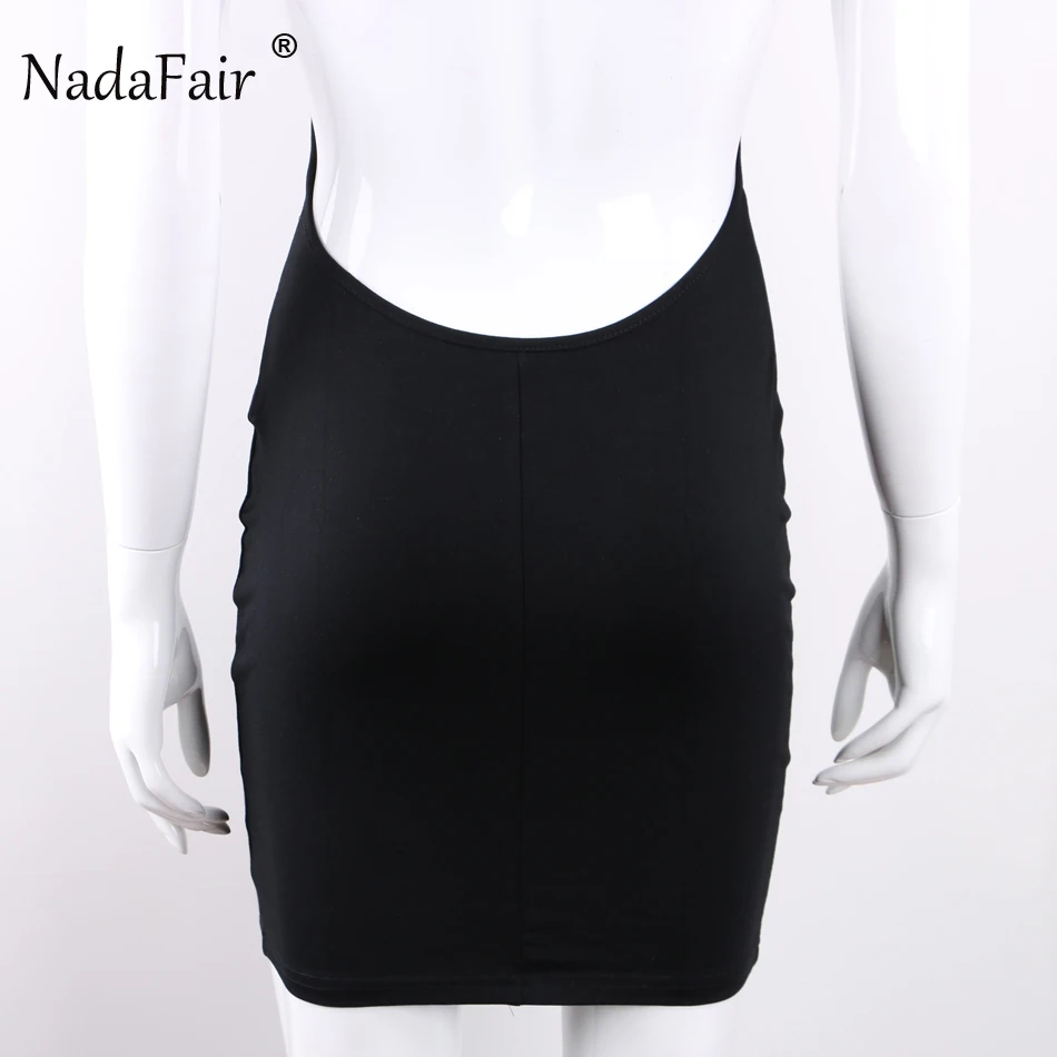 Nadafair 95% Cotton Spaghetti Strap Black Sexy Club Backless Bodycon Dress Women Summer Beach Casual Mini Dress 29