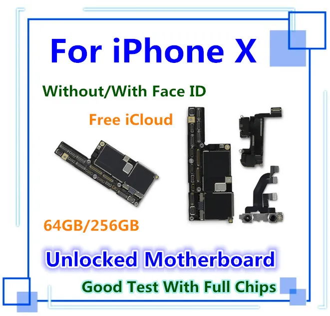 For iPhone X 10 100% Unlocked Motherboard With/Without Face ID 64GB 256GB IOS Logic board With Full Chips Mainboard For Replace
For iPhone X 10 100% Unlocked Motherboard With/Without Face ID 64GB 256GB IOS Logic board With Full Chips Mainboard For Replace