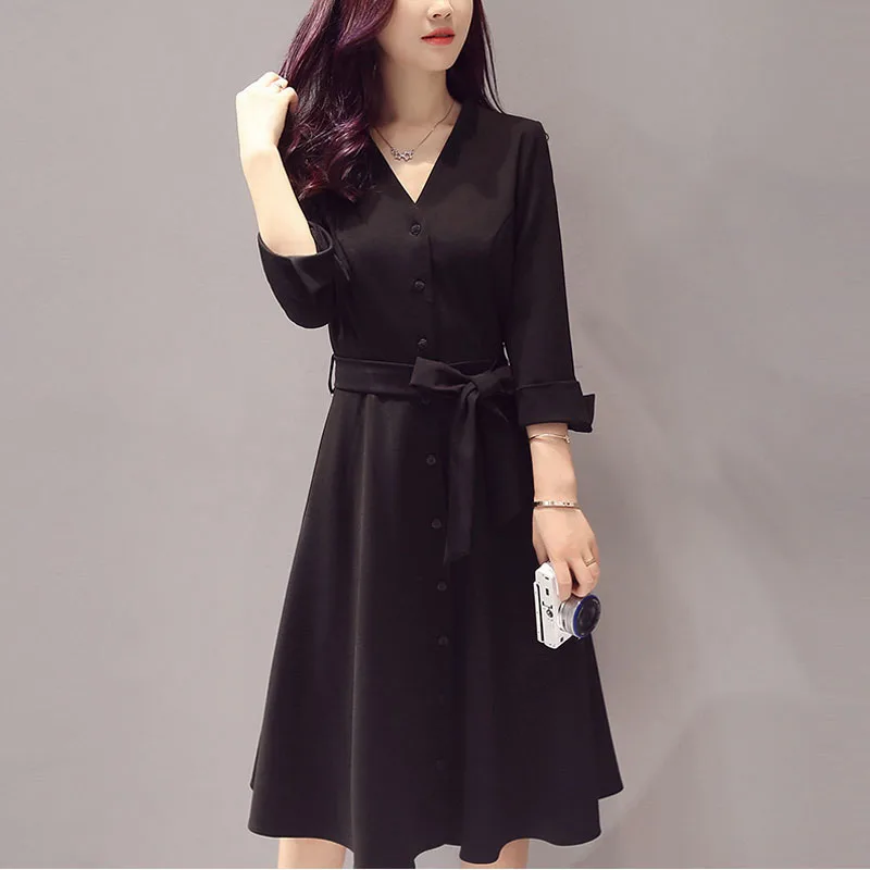 2019 Women Dress spring new slim fashion large size women's long section V-neck ladies Dress
2019 Women Dress spring new slim fashion large size women's long section V-neck ladies Dress