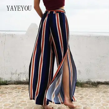 2019 Summer Women Casual Beach Chiffon Split Long Pant Striped High Waist Female Fashion Loose Wide Leg Leisure Belt Trousers
2019 Summer Women Casual Beach Chiffon Split Long Pant Striped High Waist Female Fashion Loose Wide Leg Leisure Belt Trousers