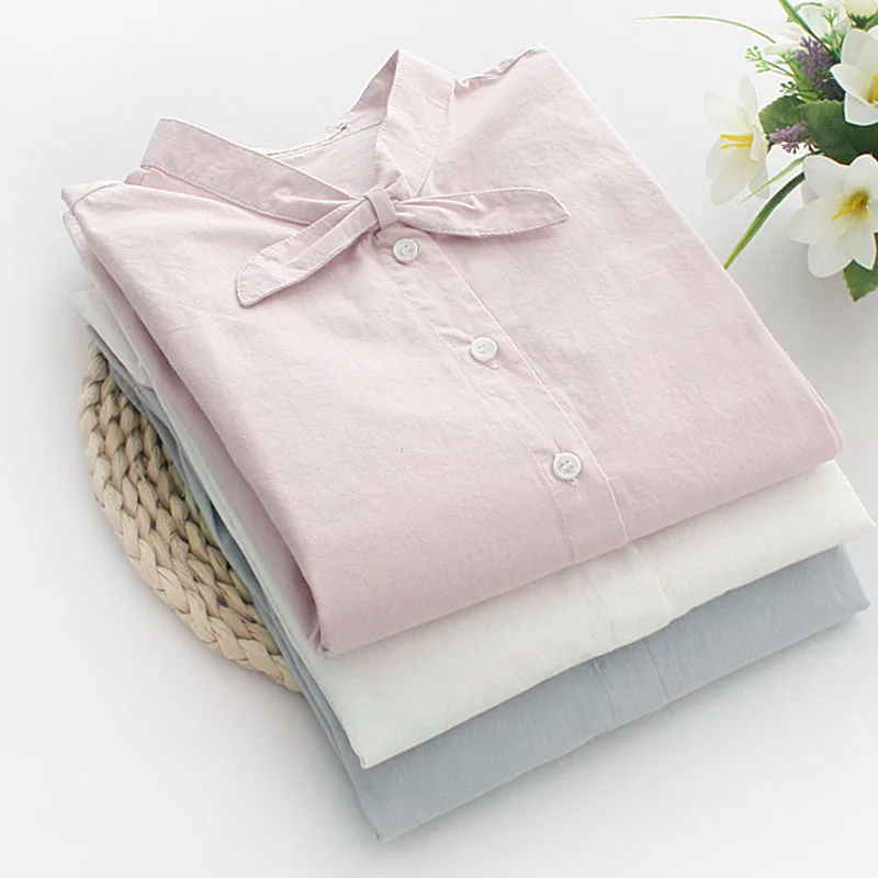 Spring Autumn Women Tops Bow Cute Ladies Blouses Casual Long Sleeve Shirt Cotton Preppy Style Blouse Solid Camisa Feminina 2019
Spring Autumn Women Tops Bow Cute Ladies Blouses Casual Long Sleeve Shirt Cotton Preppy Style Blouse Solid Camisa Feminina 2019