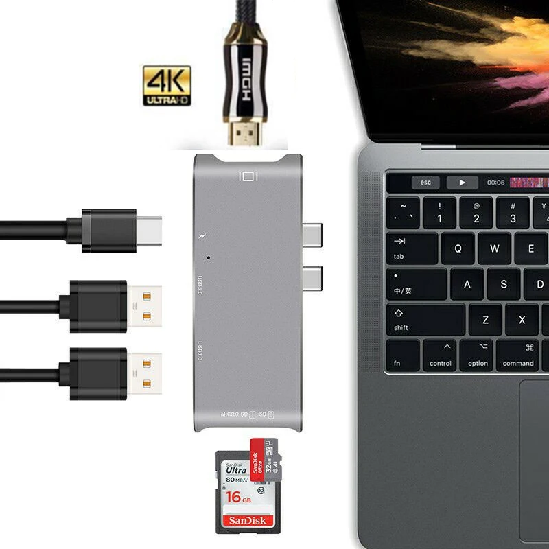 Basix Dual Ports USB C Hub To HDMI Adapter 4K Thunderbolt 3 USB Type-C Hub with TF SD Slot PD for MacBook Pro 2017 USB Hub 3.0
Basix Dual Ports USB C Hub To HDMI Adapter 4K Thunderbolt 3 USB Type-C Hub with TF SD Slot PD for MacBook Pro 2017 USB Hub 3.0