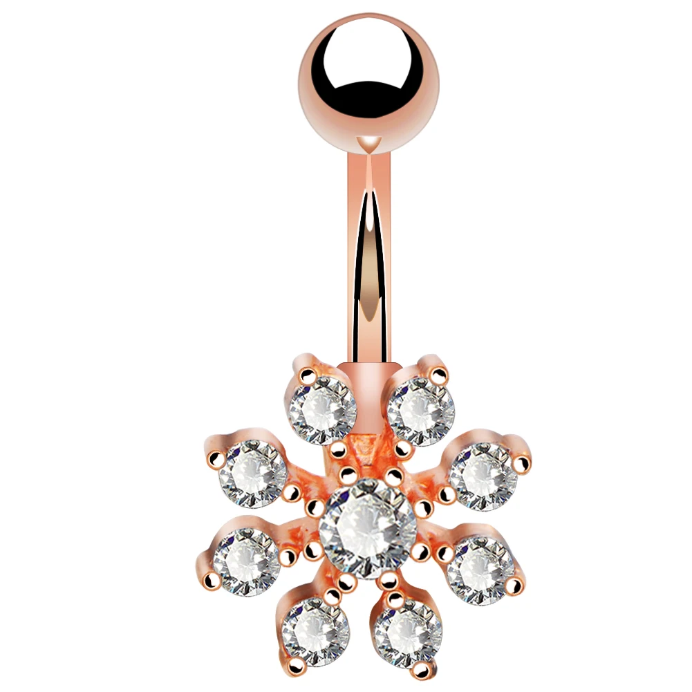 BODY PUNK Belly Piercing Rose Gold Clear CZ Snow flake Belly Button Rings Navel Piercing Rings 2018 New Designs ombligo
BODY PUNK Belly Piercing Rose Gold Clear CZ Snow flake Belly Button Rings Navel Piercing Rings 2018 New Designs ombligo