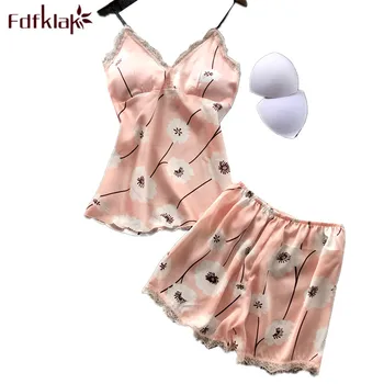 Fdfklak Women Pijama Set Sexy Spaghetti Strap Shorts Pajamas Print Summer Sleepwear Silk Pajama Women's Pyjamas Home Clothes
Fdfklak Women Pijama Set Sexy Spaghetti Strap Shorts Pajamas Print Summer Sleepwear Silk Pajama Women's Pyjamas Home Clothes