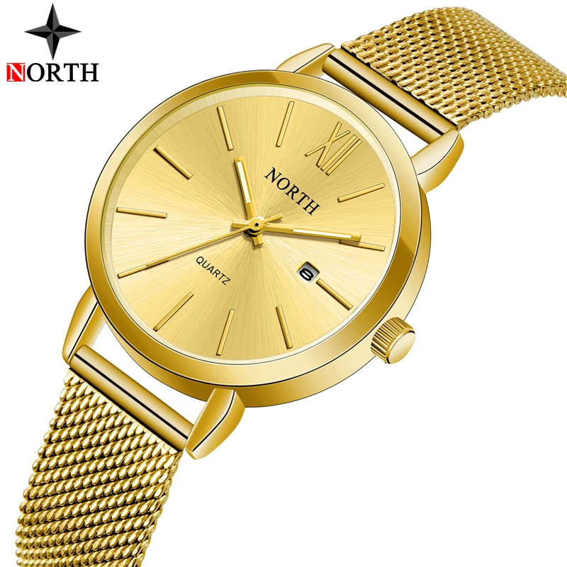 Часы NORTH Brand Женские Кварцевые полностью стальные простые водонепроницаемые