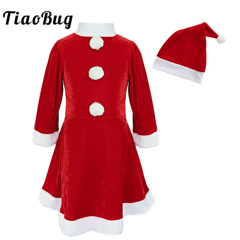 TiaoBug Children Girls White Pompom Christmas Costume Red Dress with Santa Hat Set Kids Xmas Santa Claus Cosplay Party Dress Up
TiaoBug Children Girls White Pompom Christmas Costume Red Dress with Santa Hat Set Kids Xmas Santa Claus Cosplay Party Dress Up
