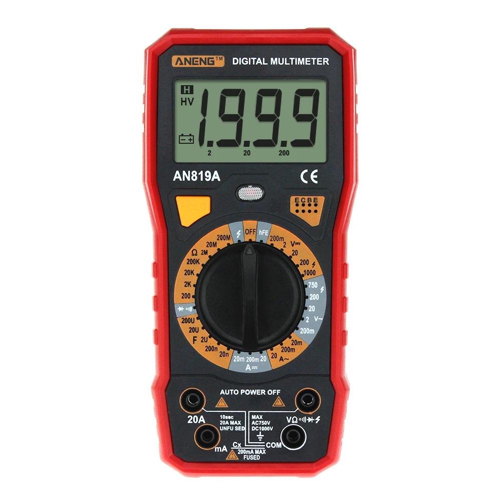 AN819A Digital Multimeter AC/DC Voltage Current Tester Ammeter Voltmeter with Crocodile Clips 3 Colors Electrical Instruments
AN819A Digital Multimeter AC/DC Voltage Current Tester Ammeter Voltmeter with Crocodile Clips 3 Colors Electrical Instruments