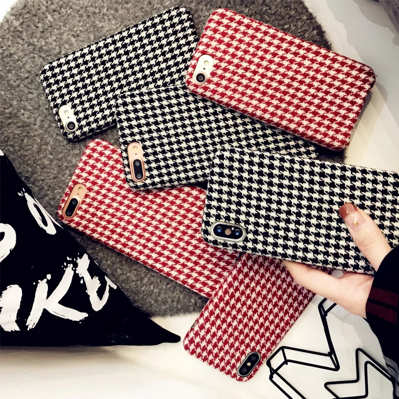Fabric Phone Case Swallow gird Back Cover For iPhone 6 7 8 6plus 6splus 7plus black Red Classic Pattern for IPhone X Case luxury
Fabric Phone Case Swallow gird Back Cover For iPhone 6 7 8 6plus 6splus 7plus black Red Classic Pattern for IPhone X Case luxury