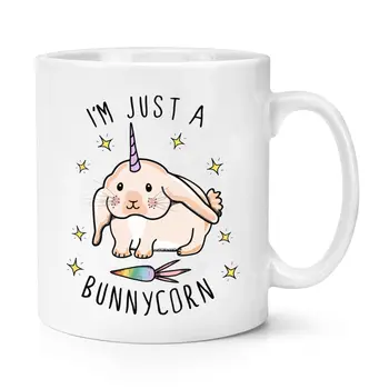 I'm Just A Bunnycorn 11oz Coffee Mug Cup with Stirring Spoon- Bunny Unicorn Rabbit Funny