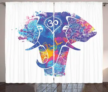 Colorful Curtains Elephant Design with Paint Smears Spiritual Asian Motifs Oriental Composition Living Room Bedroom Window Drape
Colorful Curtains Elephant Design with Paint Smears Spiritual Asian Motifs Oriental Composition Living Room Bedroom Window Drape