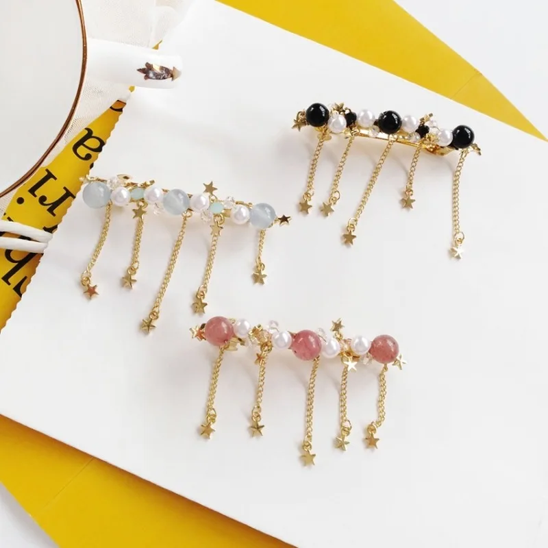 Korean Creative Metal Chain Star Tassel Hairpin Fashion Girl Women's Hair Accessories Beautiful Imitation Pearl Headwear
Korean Creative Metal Chain Star Tassel Hairpin Fashion Girl Women's Hair Accessories Beautiful Imitation Pearl Headwear