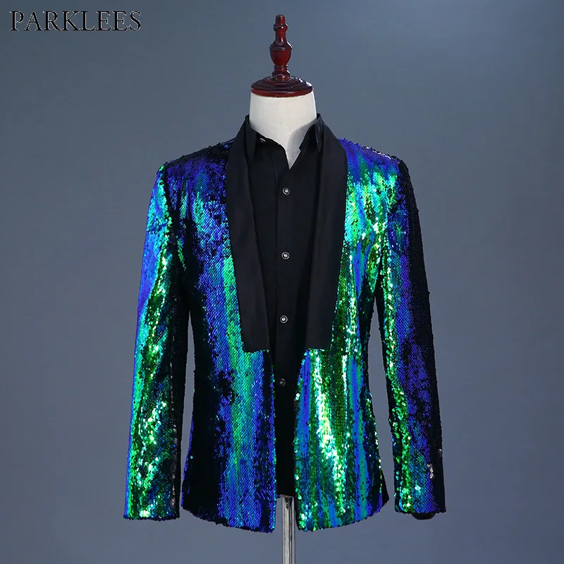Blue Green Sequin Glitter Blazer Jacket Men 2018 Fashion Nightclub Prom Shawl Collar Suit Blazer Men Wedding Party Stage Costume
Blue Green Sequin Glitter Blazer Jacket Men 2018 Fashion Nightclub Prom Shawl Collar Suit Blazer Men Wedding Party Stage Costume