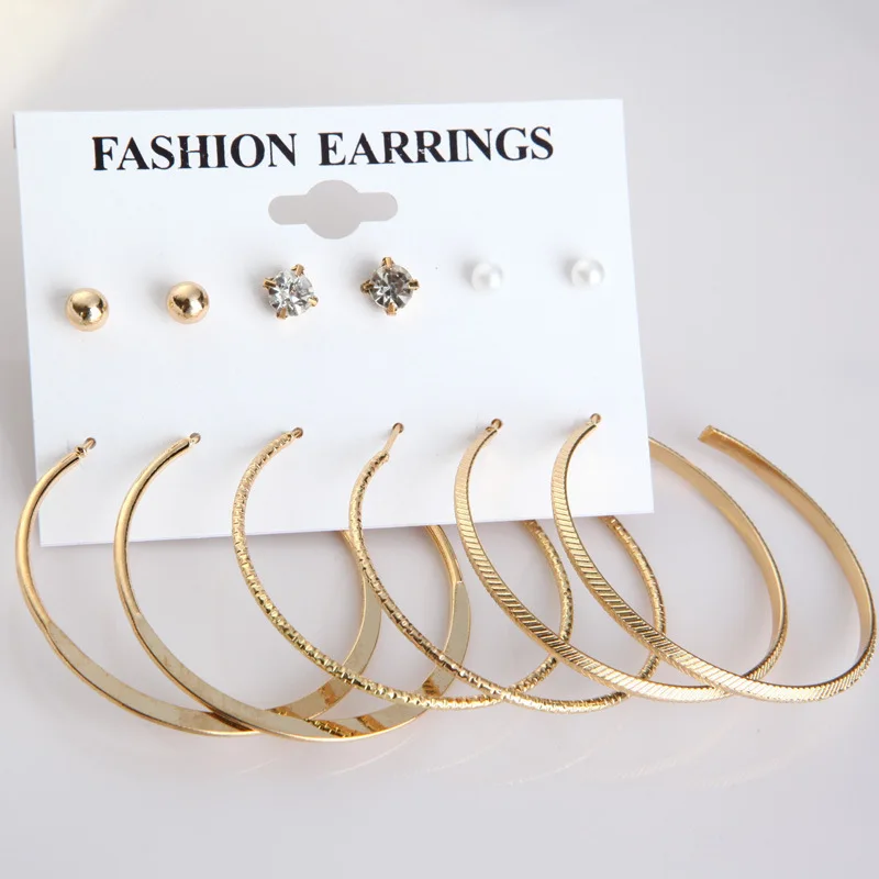 G.YCX 6 pairs/set Fashion Golden Silver Color Punk Hoop Earring Set Round Ball Rhinestone Simulated Pearl Earring for Women Gift
G.YCX 6 pairs/set Fashion Golden Silver Color Punk Hoop Earring Set Round Ball Rhinestone Simulated Pearl Earring for Women Gift