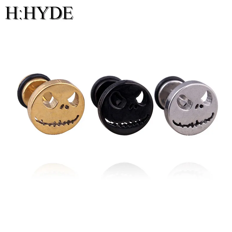 H:HYDE 1pc fashion titanium ear studs earrings halloween nightmare skull silver gold black 10mm pendientes brincos for men women
H:HYDE 1pc fashion titanium ear studs earrings halloween nightmare skull silver gold black 10mm pendientes brincos for men women