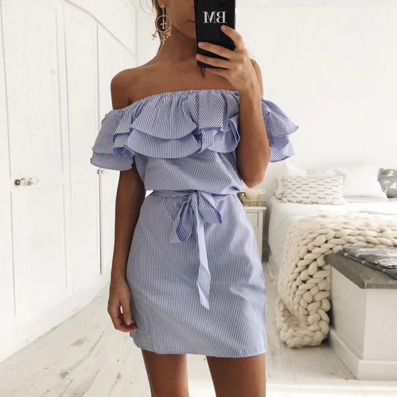 Women Dresses Striped Summer Dress Ruffle Collar 2018 Bandage Sundress Casual Sexy Bodycon Summer Dress Vestido De Festa
Women Dresses Striped Summer Dress Ruffle Collar 2018 Bandage Sundress Casual Sexy Bodycon Summer Dress Vestido De Festa