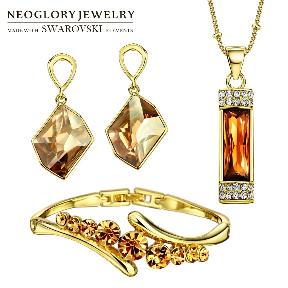 

Neoglory Crystal & Rhinestone Jewelry Set Noble Style Necklace & Earrings & Bangle Embellished With Crystals From Swarovski