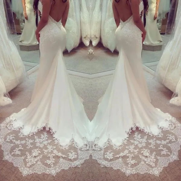 Mermaid Wedding Dresses 2019 Lace Appliques Bridal Gown Backless Bride Spaghetti Strap Vestido de Novia casamento robe de mariee
Mermaid Wedding Dresses 2019 Lace Appliques Bridal Gown Backless Bride Spaghetti Strap Vestido de Novia casamento robe de mariee