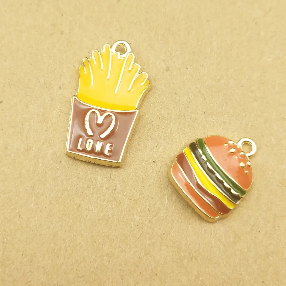 10pcs Korean jewelry enamel love French potato fries chips charms hamburger Pendant Earrings hanging handmade DIY material
10pcs Korean jewelry enamel love French potato fries chips charms hamburger Pendant Earrings hanging handmade DIY material