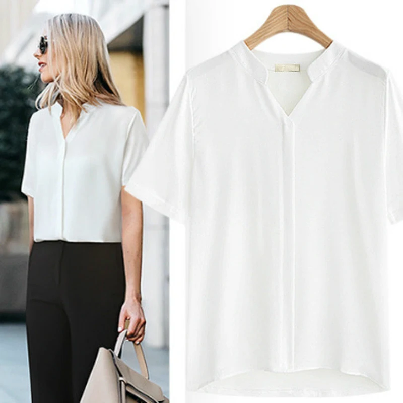 Shirts women 2018 Summer black White Fashion Office chiffon blouse women Plus Size Casual V-neck ladies tops camisas mujer M-5XL
Shirts women 2018 Summer black White Fashion Office chiffon blouse women Plus Size Casual V-neck ladies tops camisas mujer M-5XL