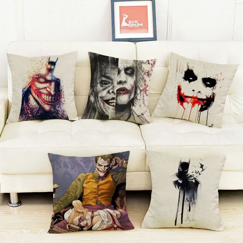 Batman And Joker Character image Pillow Case Splash-ink hand-painted style Sofa decorative cushion cover
Batman And Joker Character image Pillow Case Splash-ink hand-painted style Sofa decorative cushion cover