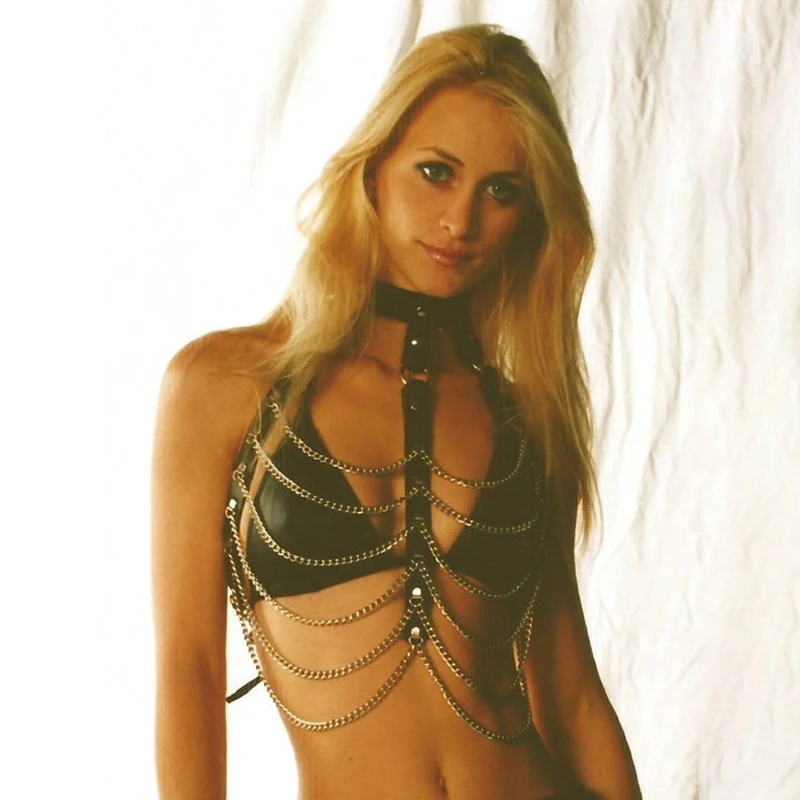 Gothic Link Chains Harness Crop Top Handmade Chain Stripes Hollow Out Tank Top With Leather Choker Sexy Rave Festival Clothing
Gothic Link Chains Harness Crop Top Handmade Chain Stripes Hollow Out Tank Top With Leather Choker Sexy Rave Festival Clothing